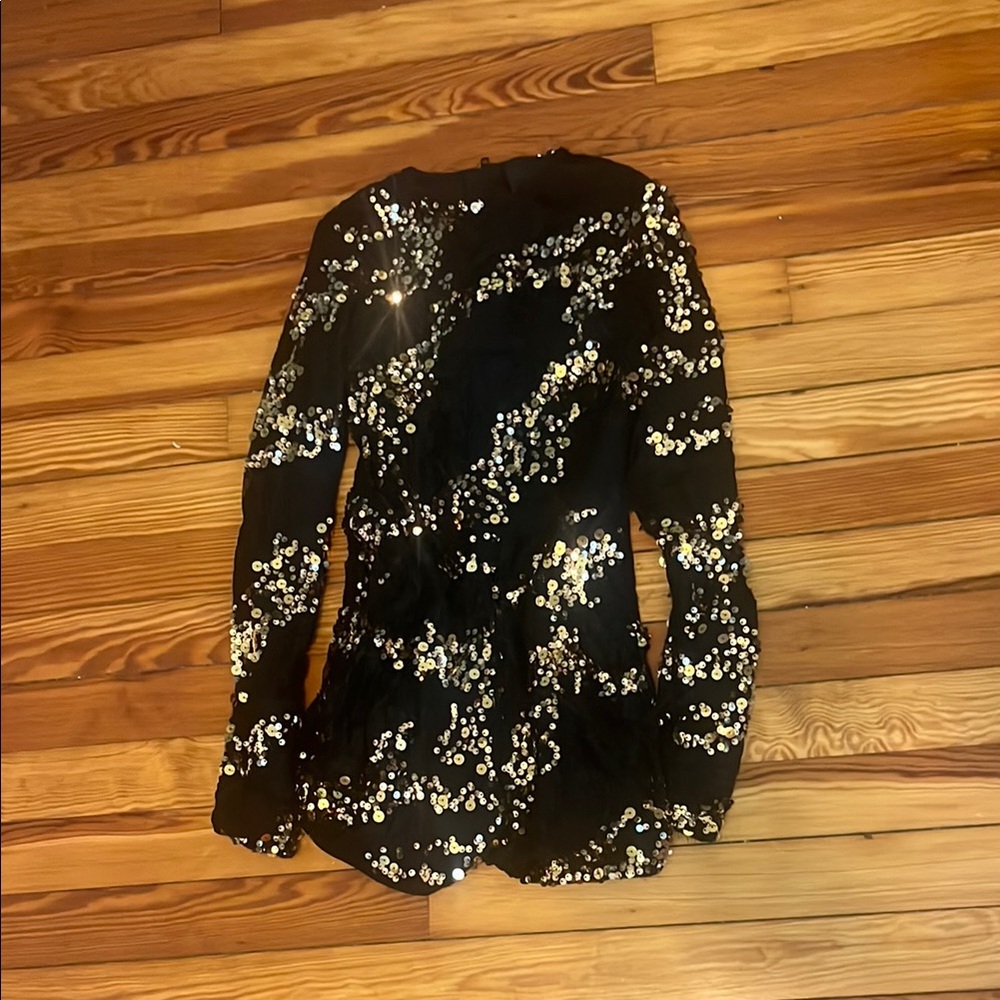 Black Sequin Long Sleeve romper